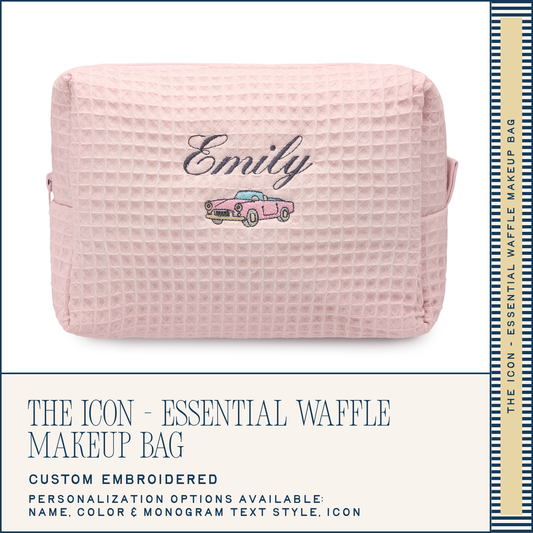 The Icon - Essential Waffle Makeup Bag - Icon & Name Monogram