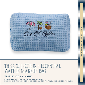 Personalized Triple Icon & Name Makeup Bag: The Caribbean Collection