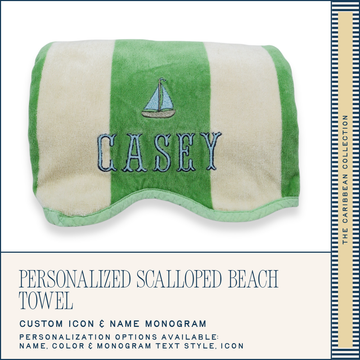 Personalized Scalloped Beach Towel: The Caribbean Collection