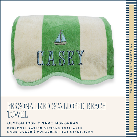 Personalized Scalloped Beach Towel: The Caribbean Collection