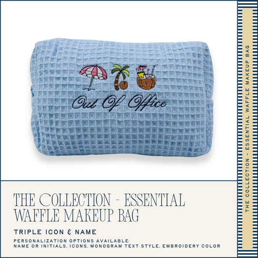 Personalized Triple Icon & Name Makeup Bag: The Caribbean Collection