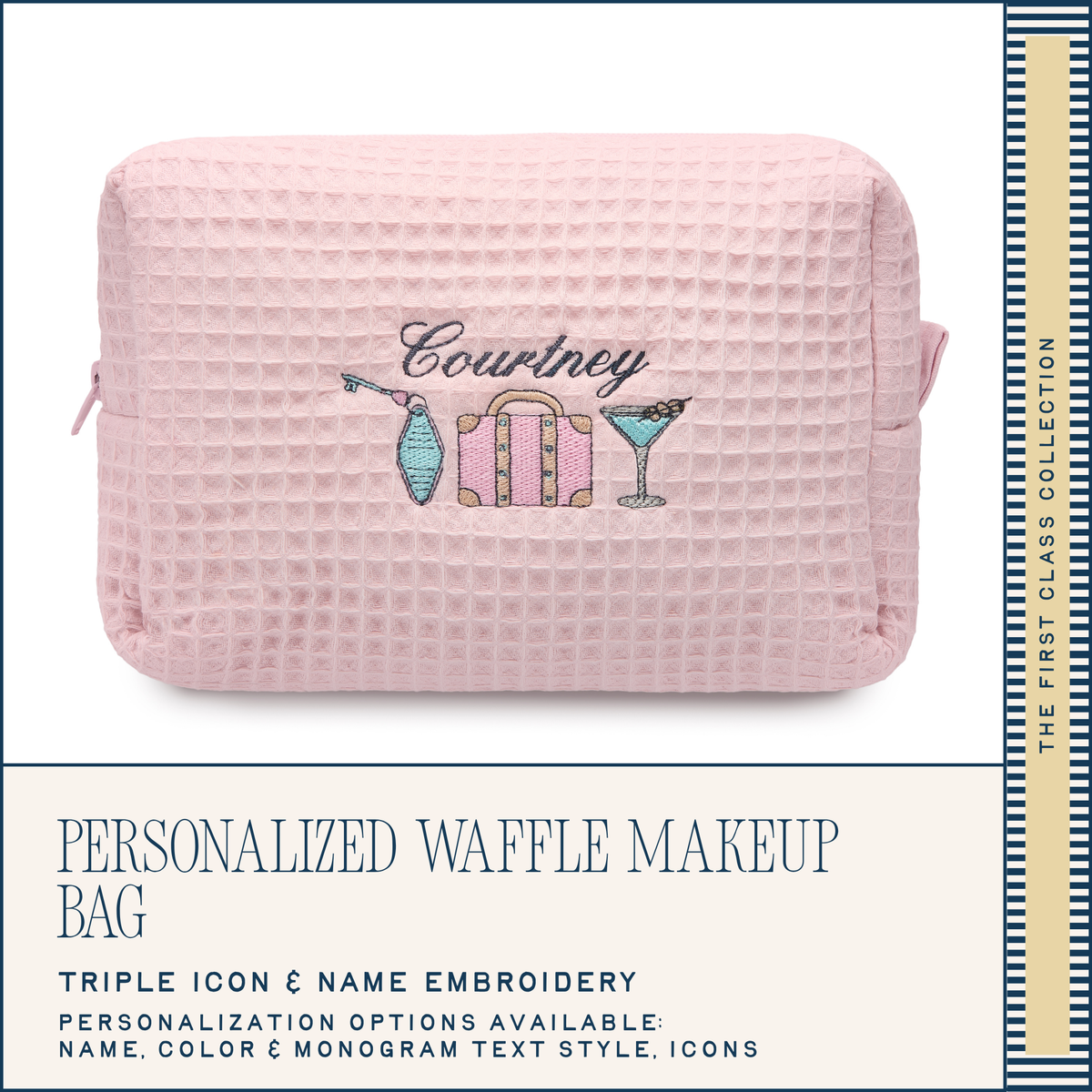 Personalized Waffle Makeup Bag